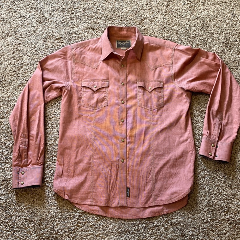 Wrangler Retro premium western shirt, large, rust red color